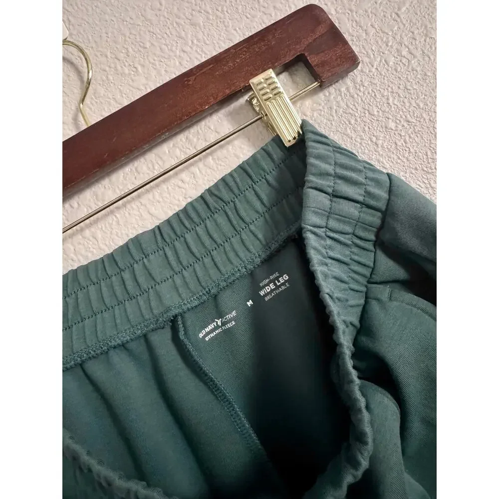 Old Navy High Waisted Dynamic Fleece Wide Leg Pants Green Athleisure NWT - Picture 7 of 7
